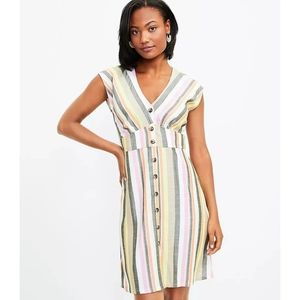 Loft | NWT Striped Button Up Dress Multicolor Size 4 Petite